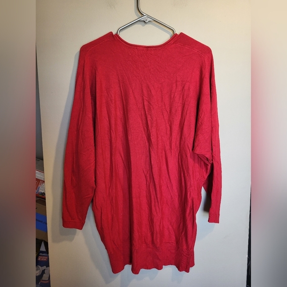 Suzy Shier Bold Red V-Neck Sweater, Size XL - Picture 2 of 5